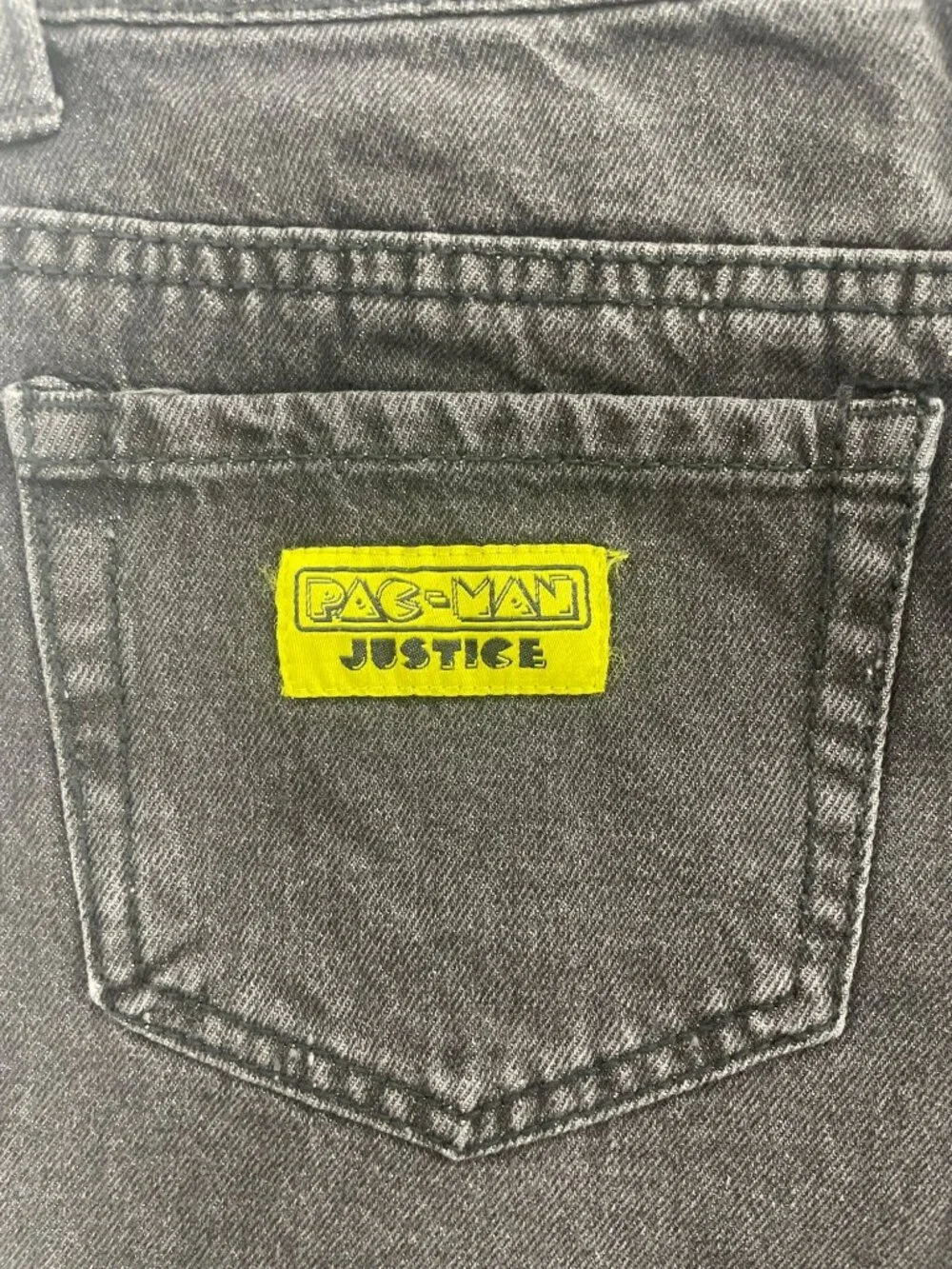 Justice Pac-Man Shorts Stretchy Denim Mini Mom Rhinestones Black Girls Sz 14 NWT